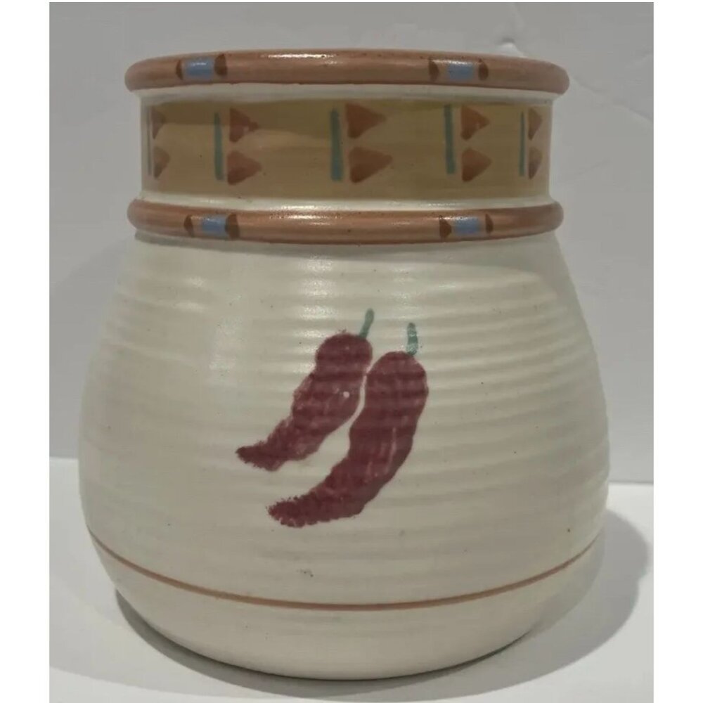 Treasure Craft Pottery Utensil Taos Southwestern Jar Chili Pepper USA Made